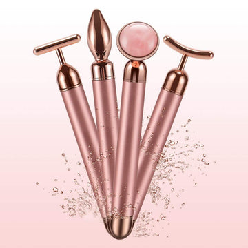 Rose Quartz Vibrating Face Roller 4-in-1 Set