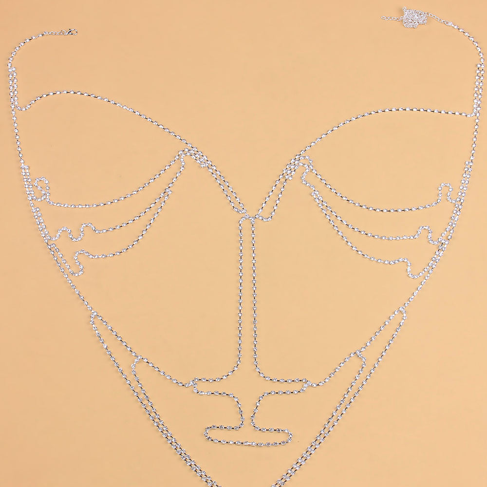 Rhinestone Claw Chain Body Chain Necklace