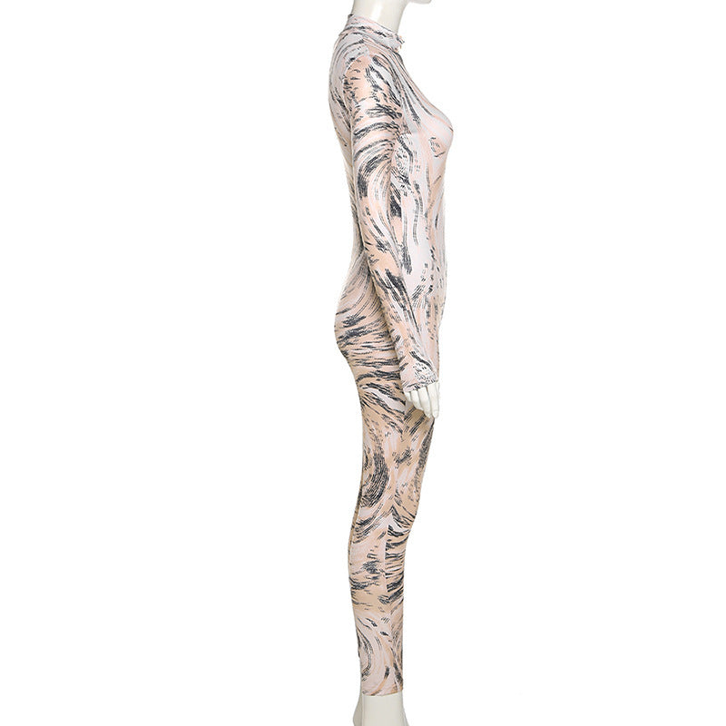 Fashion Print Sports Fitness Jumpsuit for Women