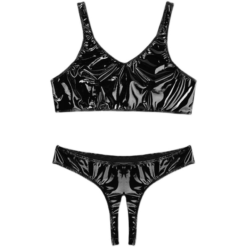 Sexy Plus Size Leather Cutout Lingerie Set