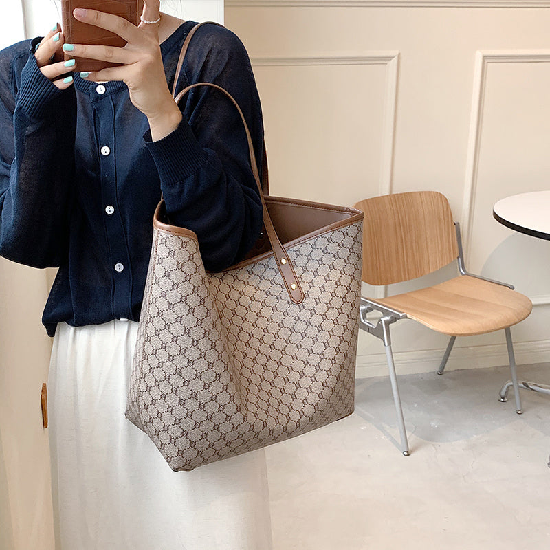 Striped Shopper Shoulder Shopping Bag
