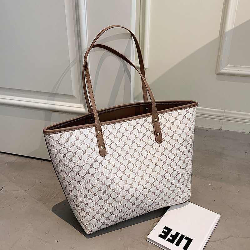 Striped Shopper Shoulder Shopping Bag